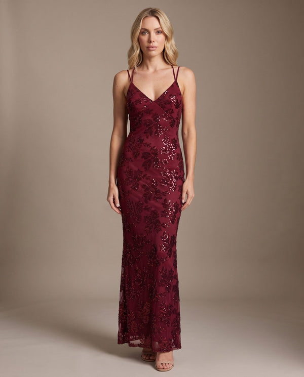 Vestito lungo in tulle con paillettes all-over ALLORO - Follie by Alice