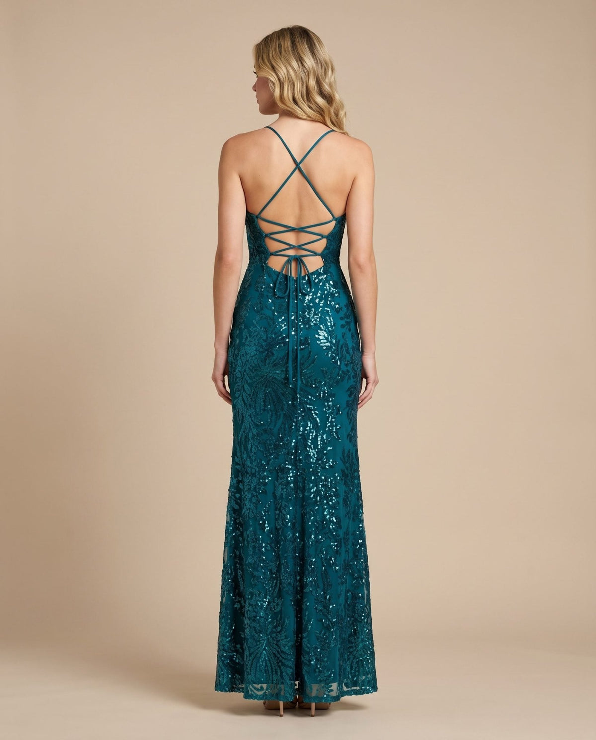 Vestito lungo in tulle con paillettes all-over ALLORO - Follie by Alice
