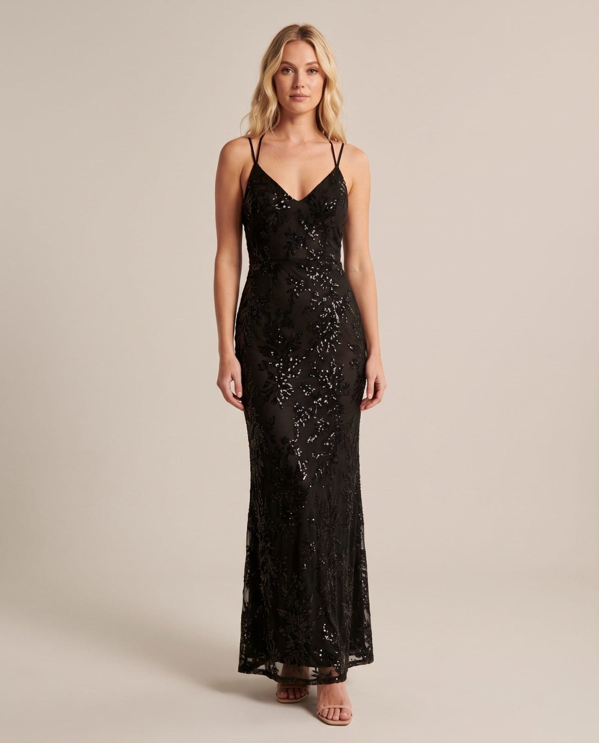 Vestito lungo in tulle con paillettes all-over ALLORO - Follie by Alice