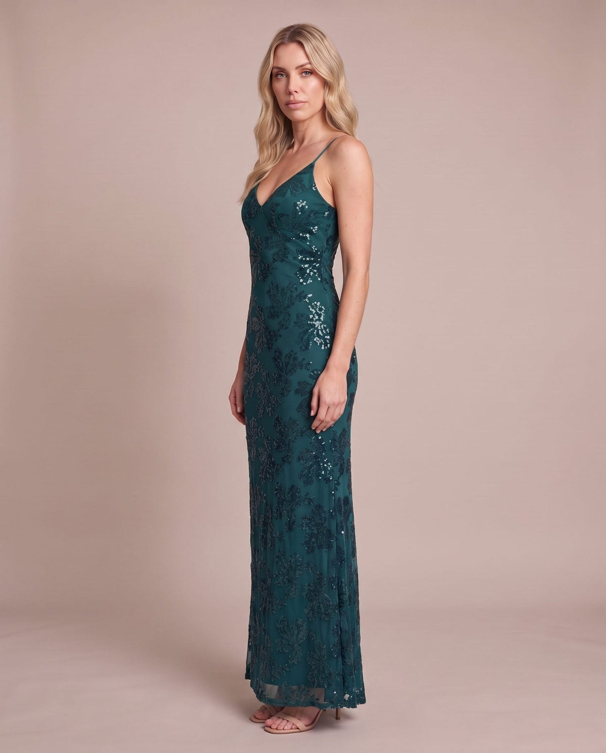 Vestito lungo in tulle con paillettes all-over ALLORO - Follie by Alice