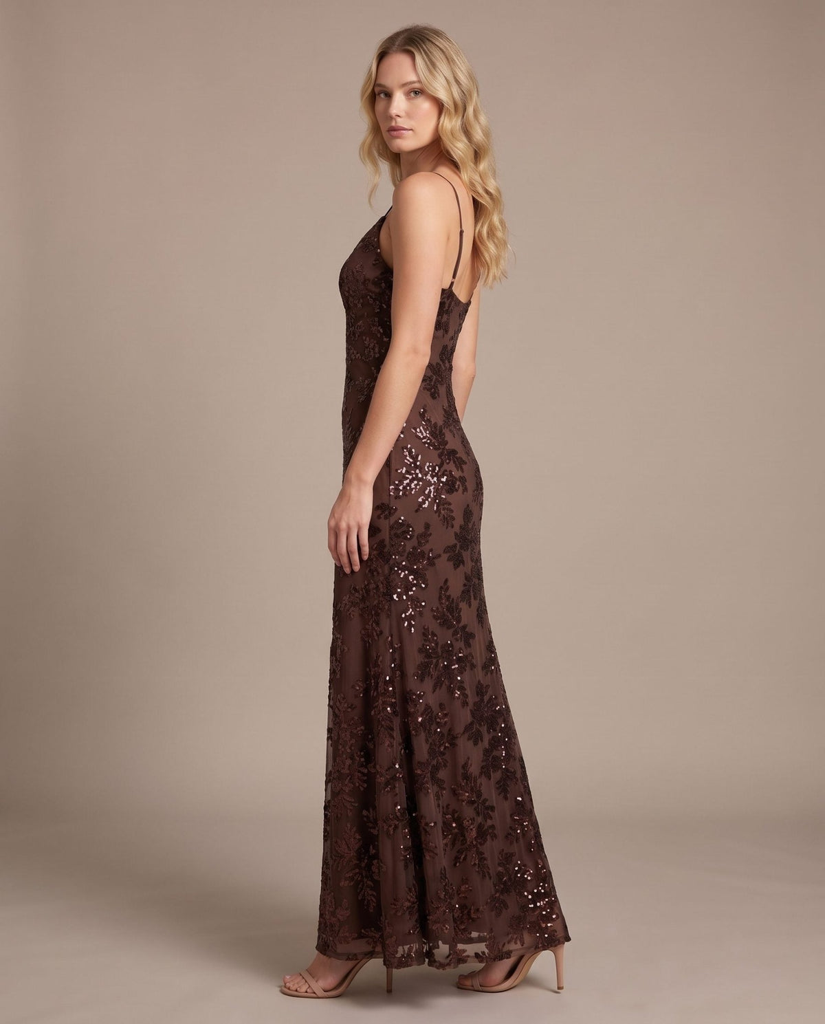 Vestito lungo in tulle con paillettes all-over ALLORO - Follie by Alice