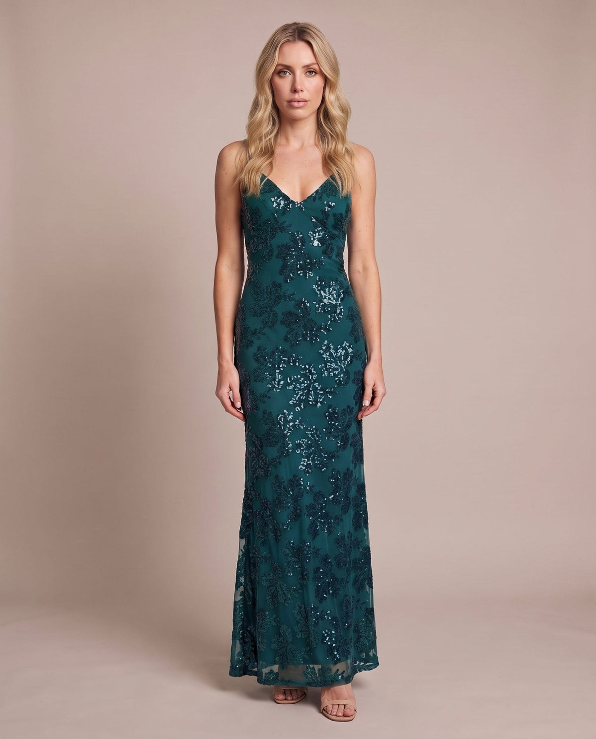 Vestito lungo in tulle con paillettes all-over ALLORO - Follie by Alice