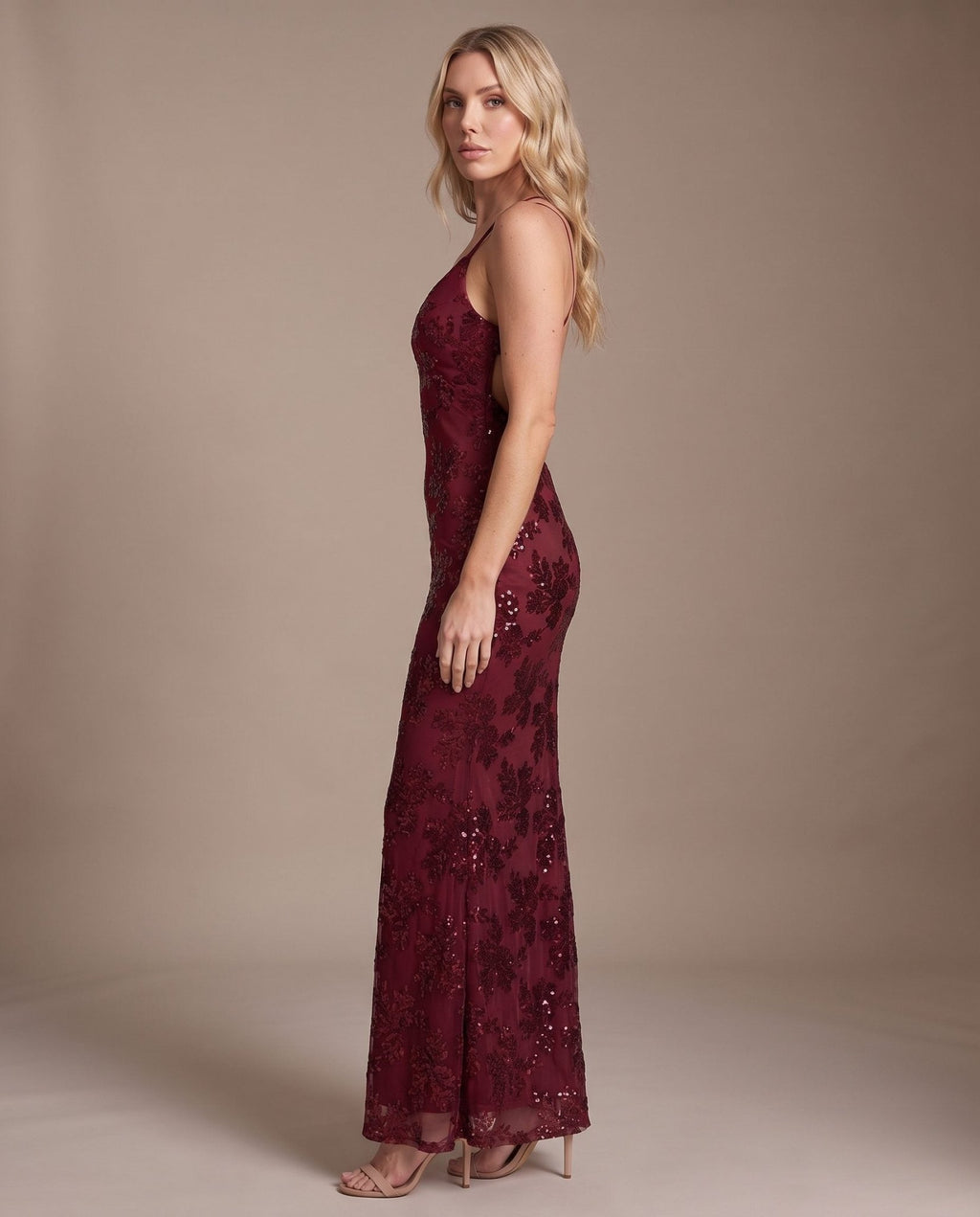 Vestito lungo in tulle con paillettes all-over ALLORO - Follie by Alice