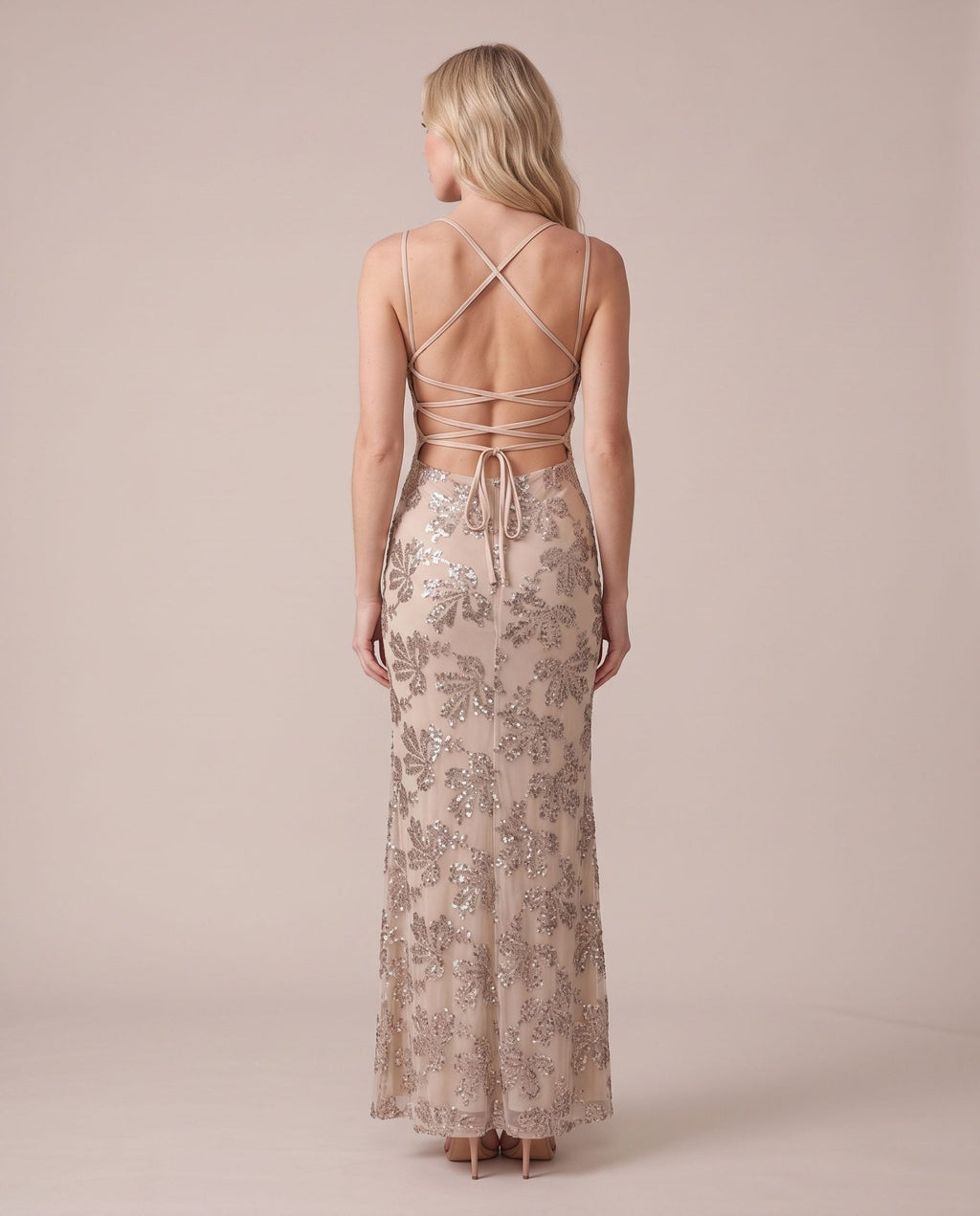 Vestito lungo in tulle con paillettes all-over ALLORO - Follie by Alice
