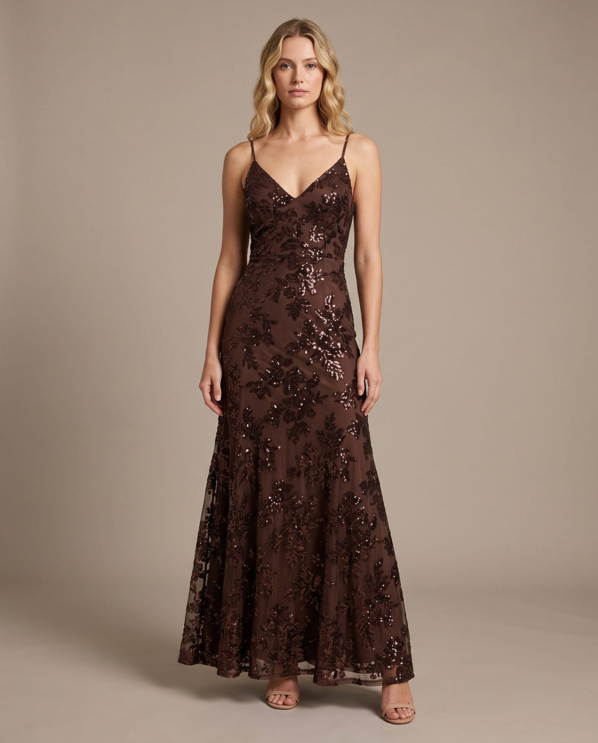 Vestito lungo in tulle con paillettes all-over ALLORO - Follie by Alice