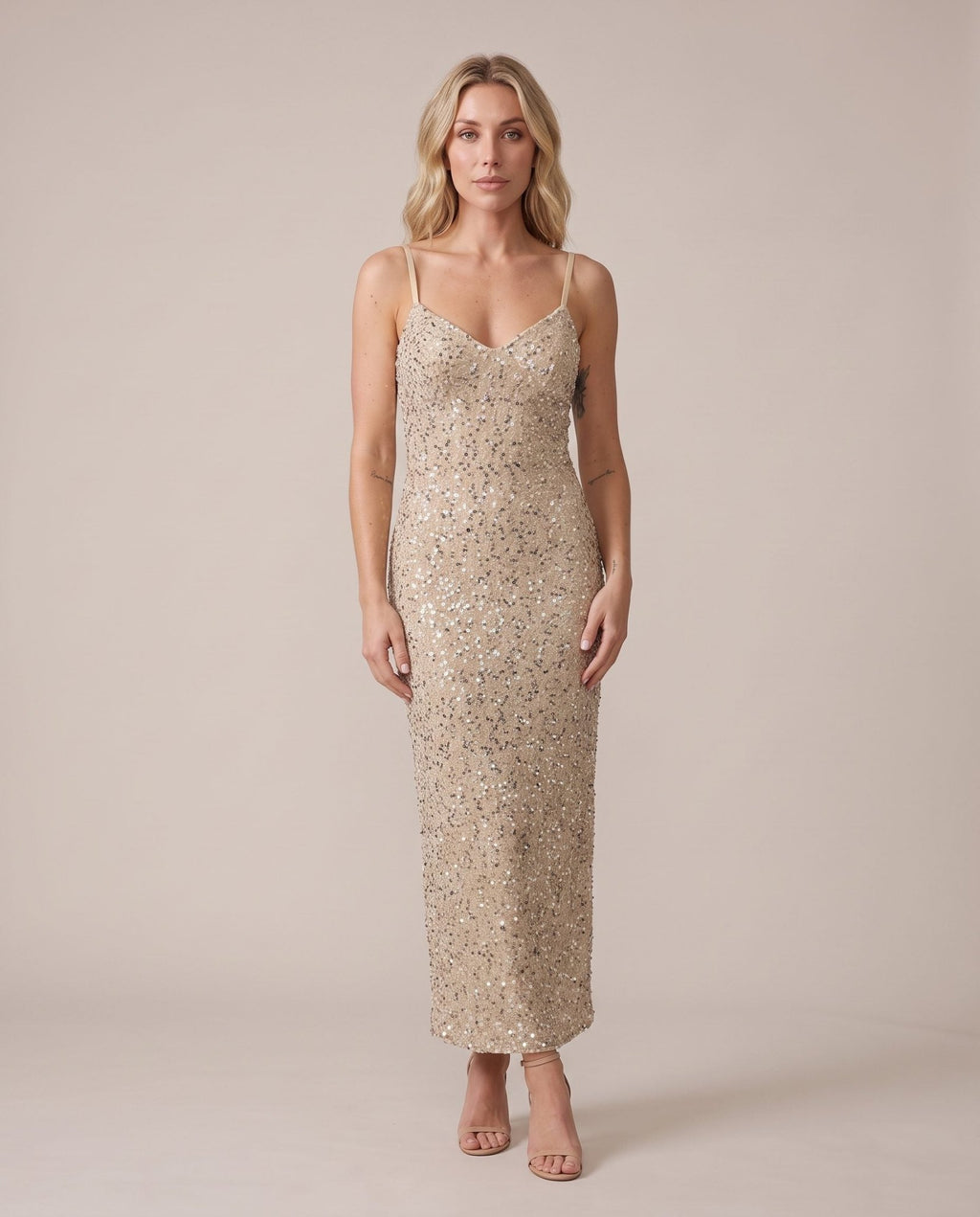 Vestito lungo in velluto con paillettes all-over NOTTURNA - Follie by Alice
