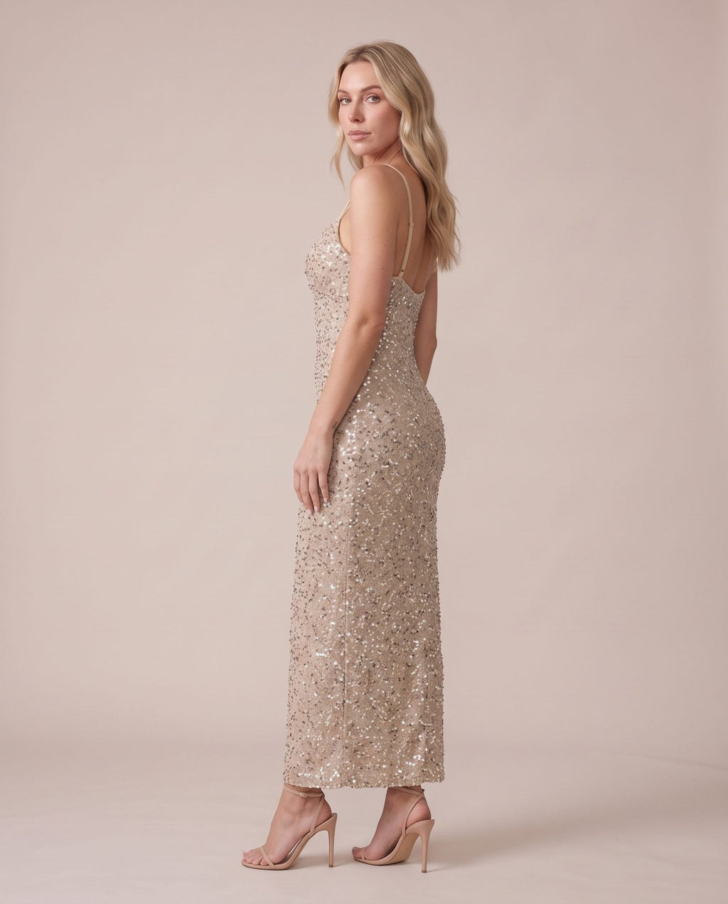 Vestito lungo in velluto con paillettes all-over NOTTURNA - Follie by Alice