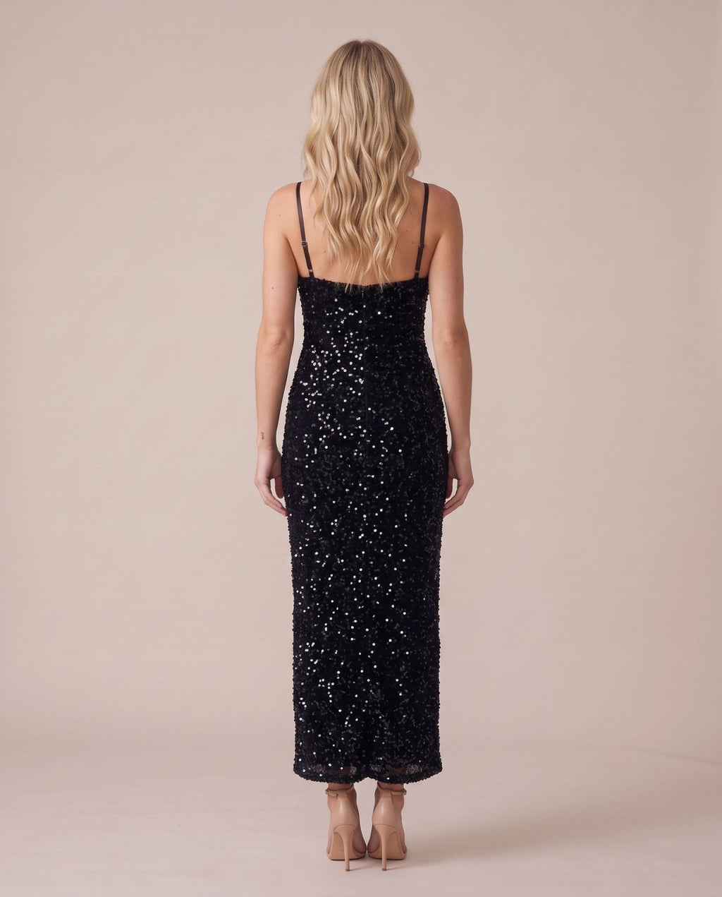 Vestito lungo in velluto con paillettes all-over NOTTURNA - Follie by Alice