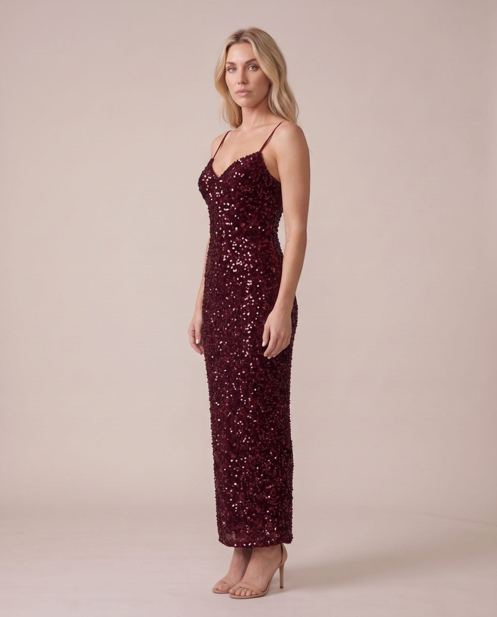 Vestito lungo in velluto con paillettes all-over NOTTURNA - Follie by Alice