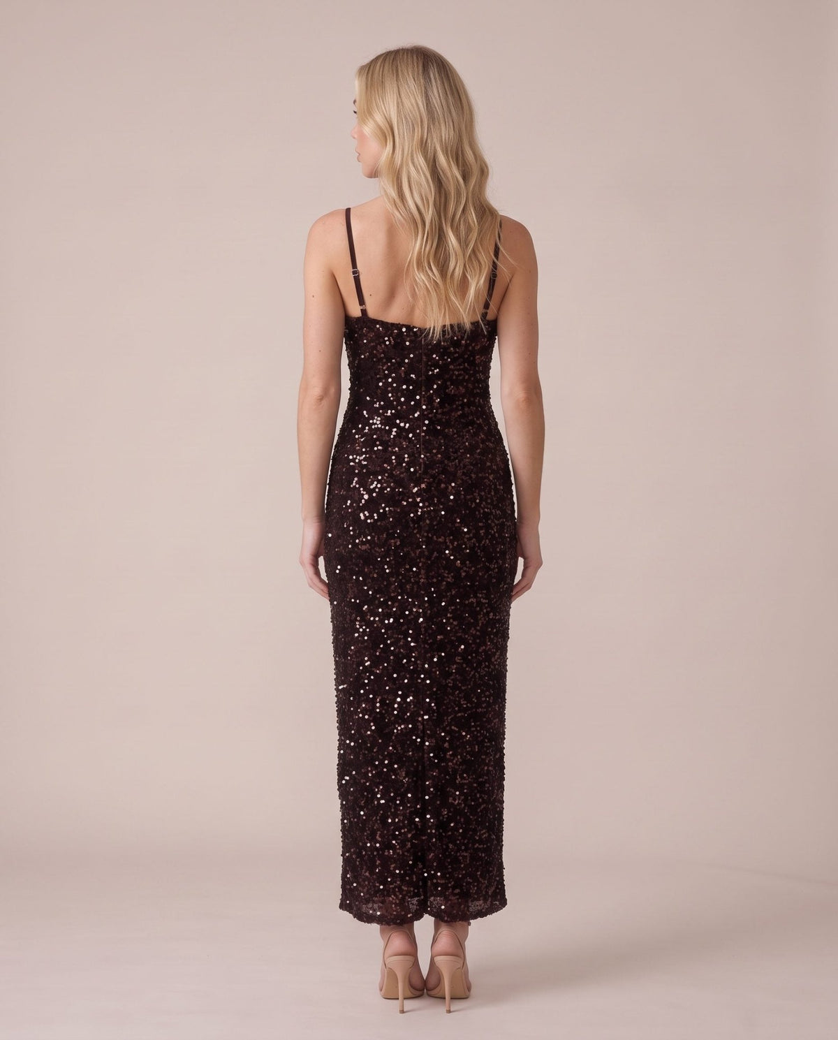 Vestito lungo in velluto con paillettes all-over NOTTURNA - Follie by Alice