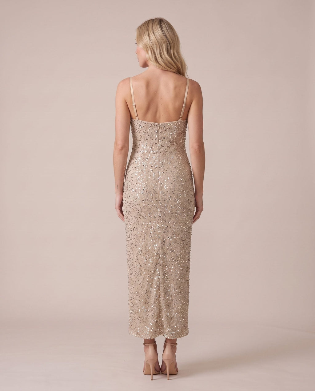 Vestito lungo in velluto con paillettes all-over NOTTURNA - Follie by Alice