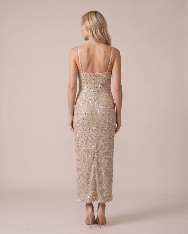 Vestito lungo in velluto con paillettes all-over NOTTURNA - Follie by Alice