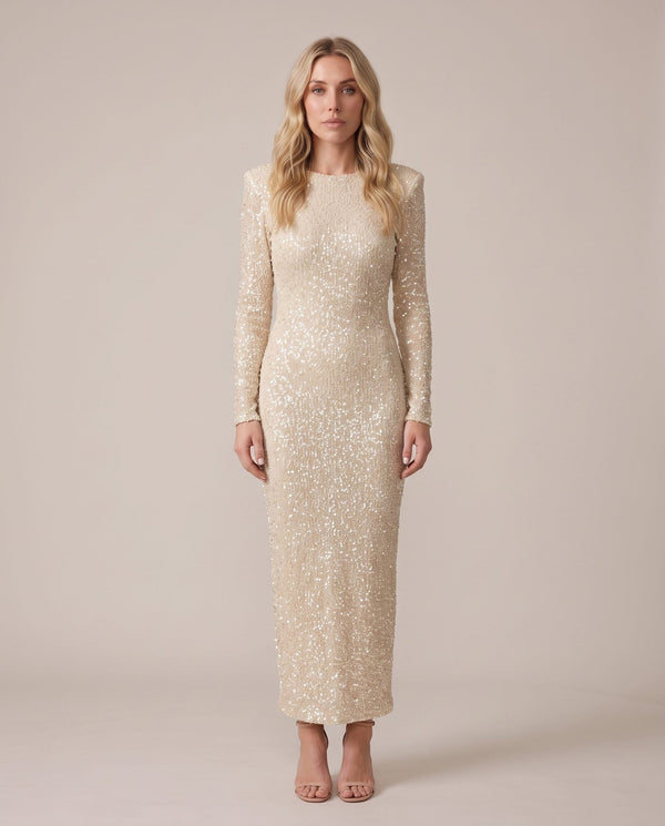 Vestito lungo in velluto con paillettes e fiocco sulla schiena GALA - Follie by Alice