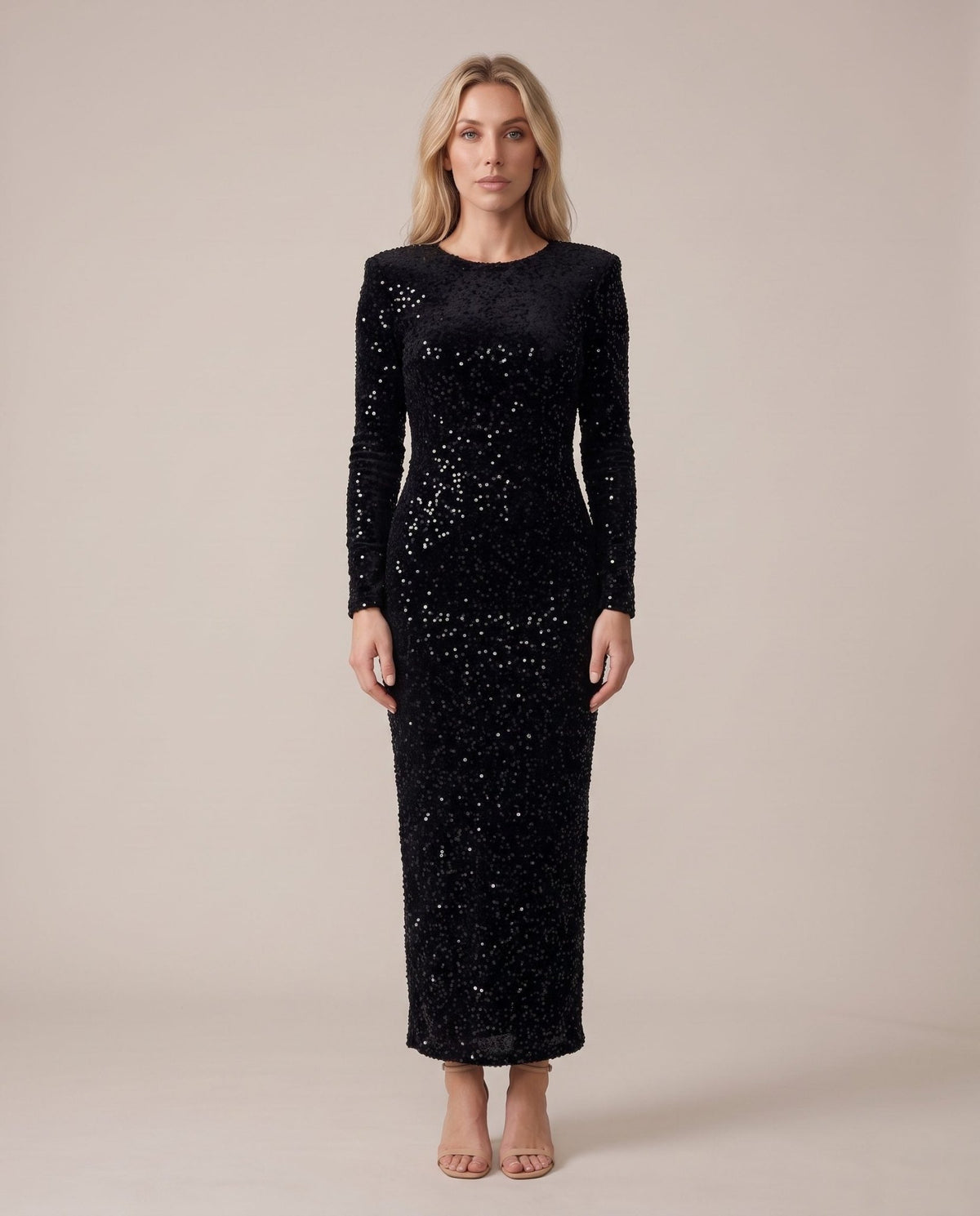 Vestito lungo in velluto con paillettes e fiocco sulla schiena GALA - Follie by Alice