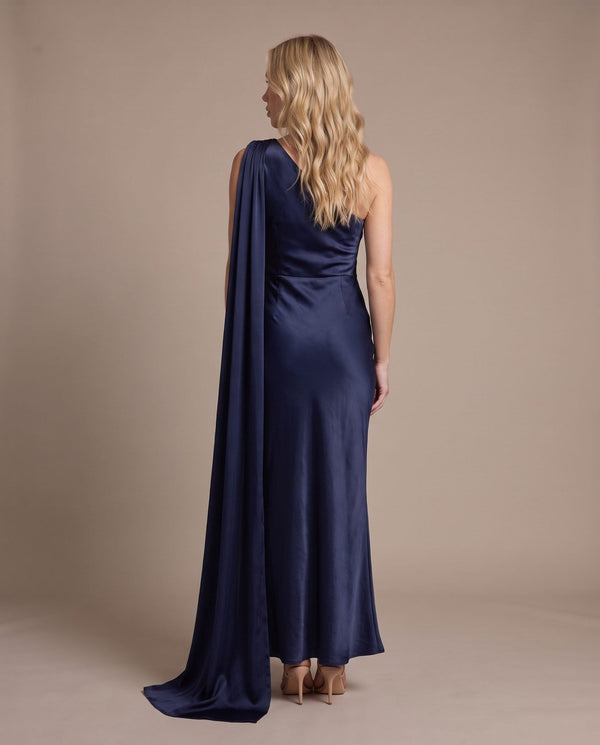 Vestito lungo monospalla con fusciacca VELA - Follie by Alice