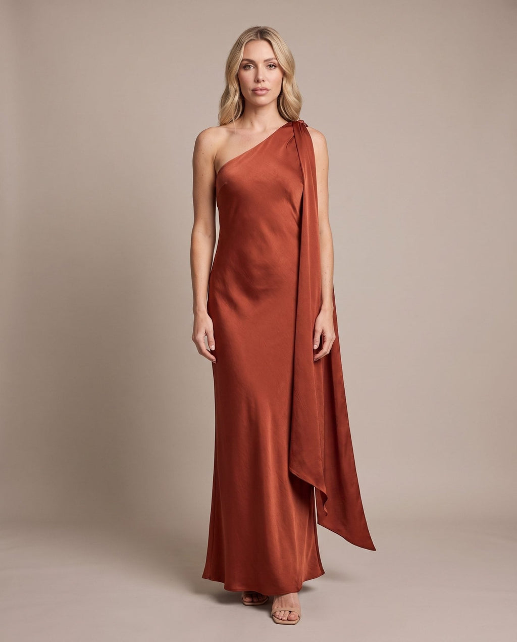 Vestito lungo monospalla con fusciacca VELA - Follie by Alice
