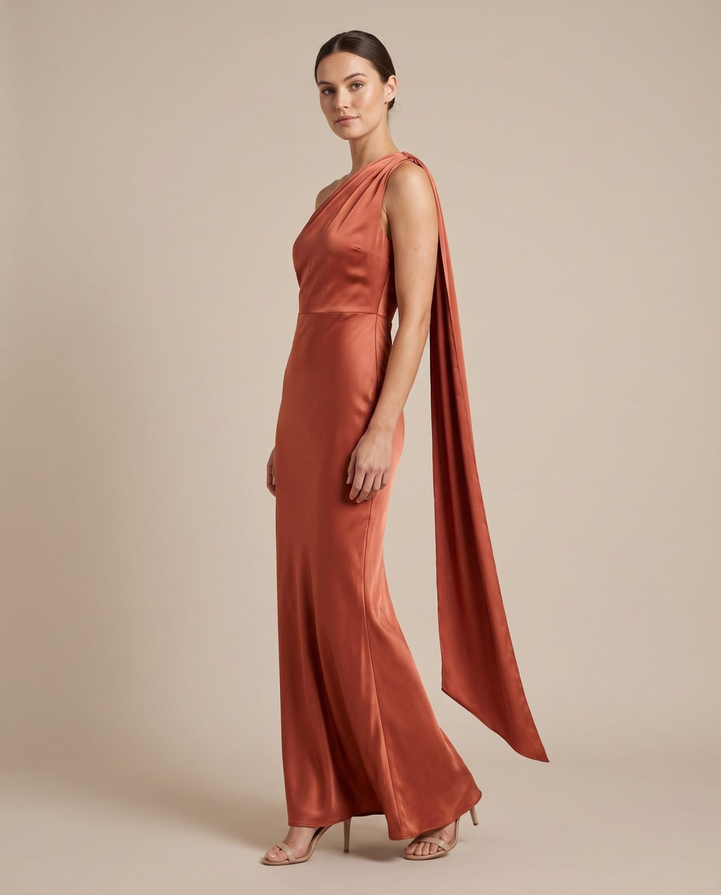 Vestito lungo monospalla con fusciacca VELA - Follie by Alice