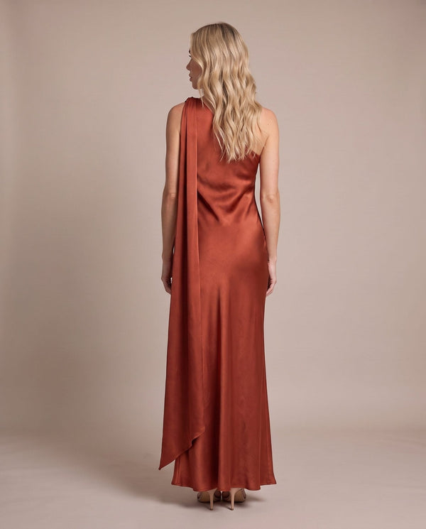 Vestito lungo monospalla con fusciacca VELA - Follie by Alice