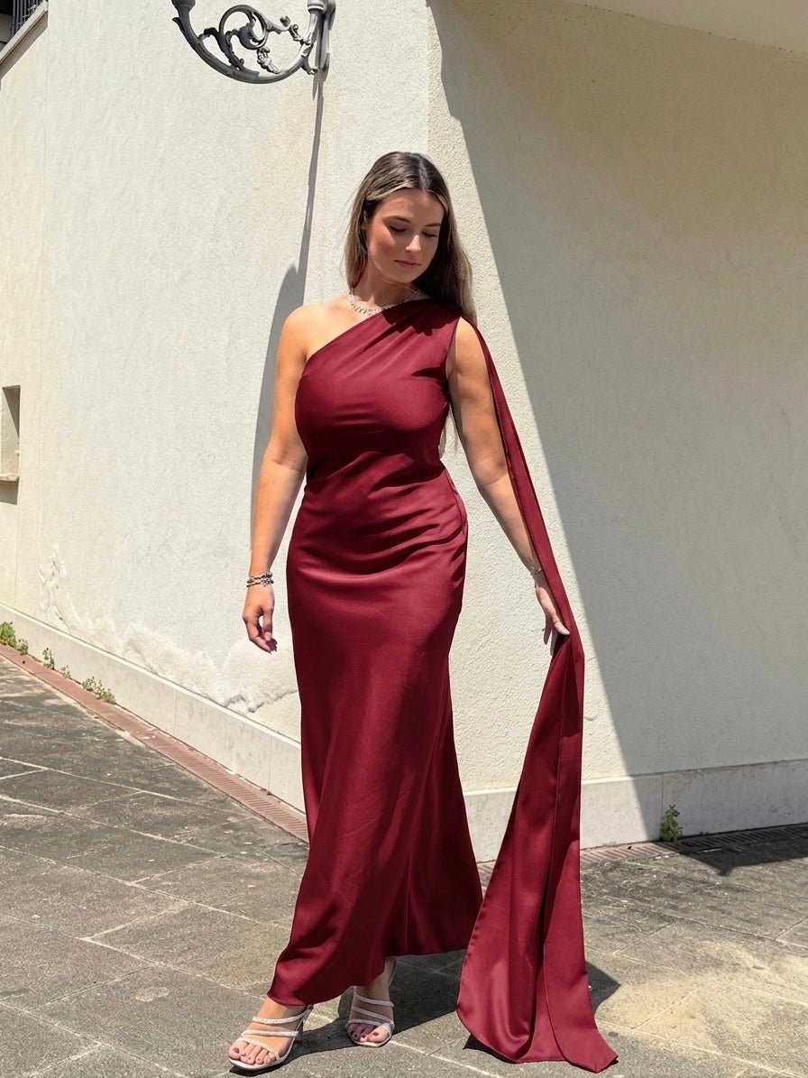 Vestito lungo monospalla con fusciacca VELA - Follie by Alice