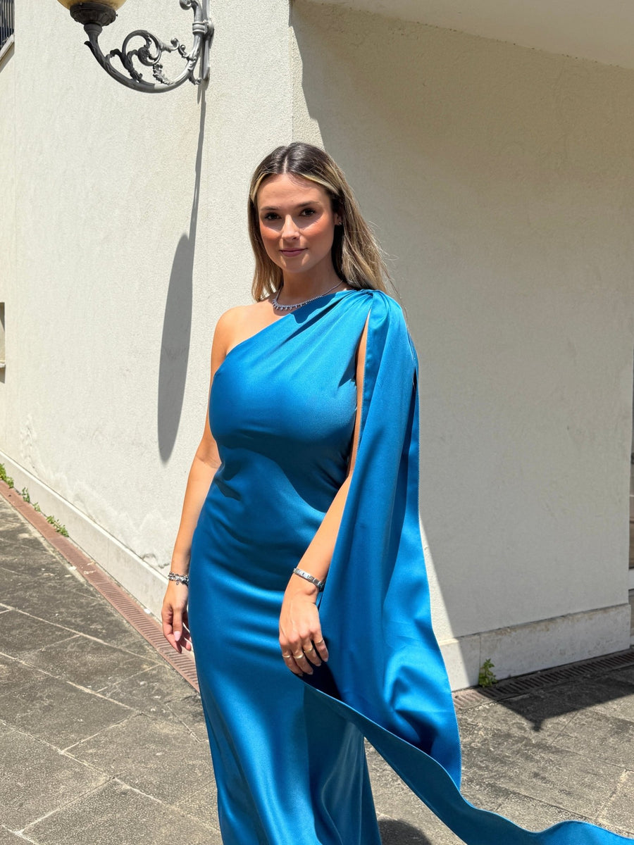 Vestito lungo monospalla con fusciacca VELA – alternate