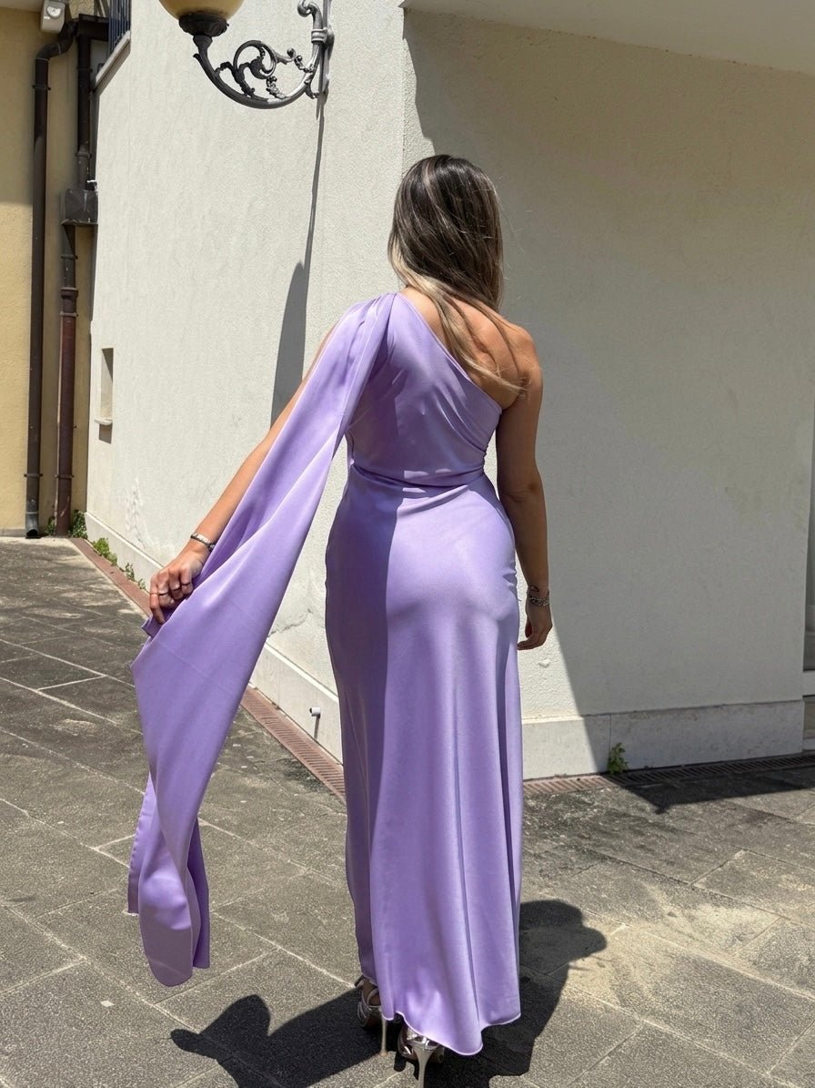 Vestito lungo monospalla con fusciacca VELA - Follie by Alice