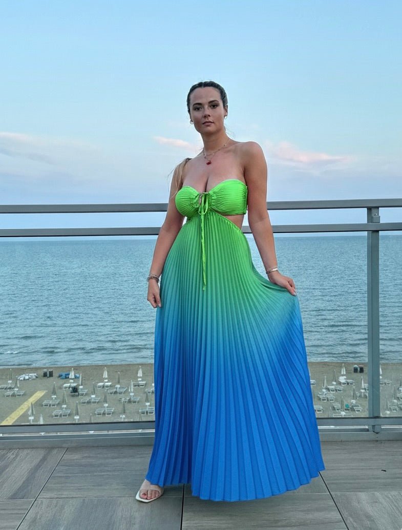 Vestito lungo plissettato cut - out con laccetti - Follie by Alice