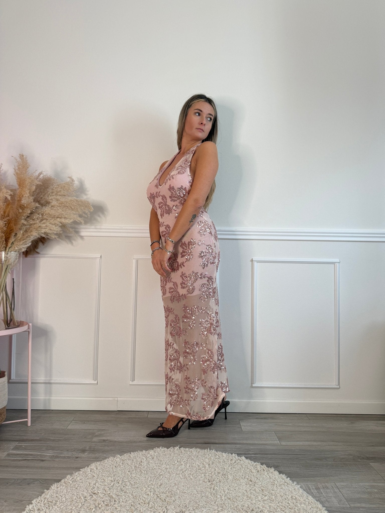 Vestito lungo velato con paillettes EDEN - Follie by Alice