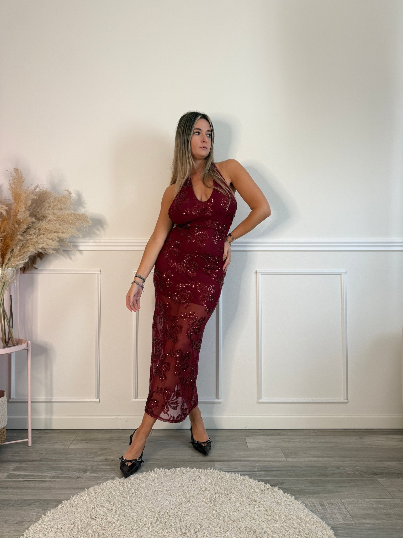 Vestito lungo velato con paillettes EDEN - Follie by Alice