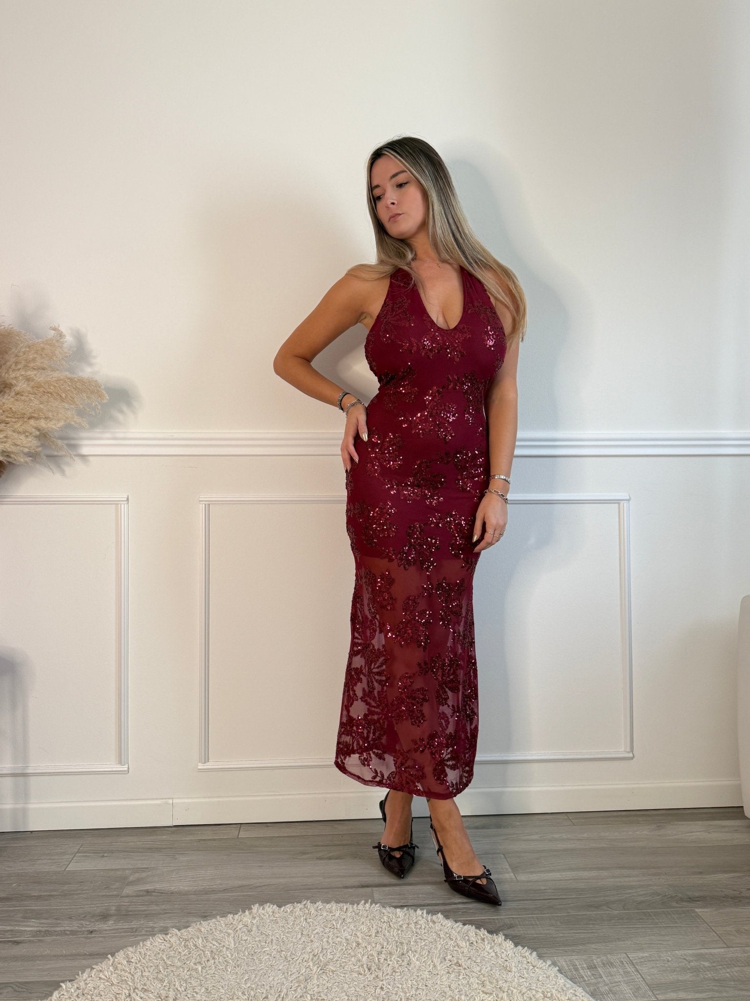 Vestito lungo velato con paillettes EDEN - Follie by Alice