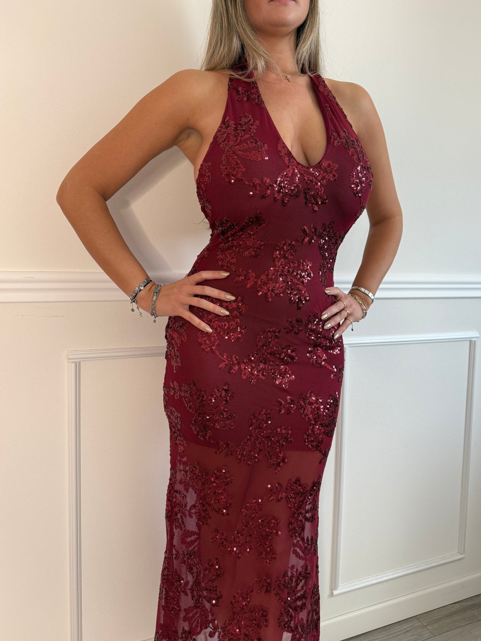 Vestito lungo velato con paillettes EDEN - Follie by Alice