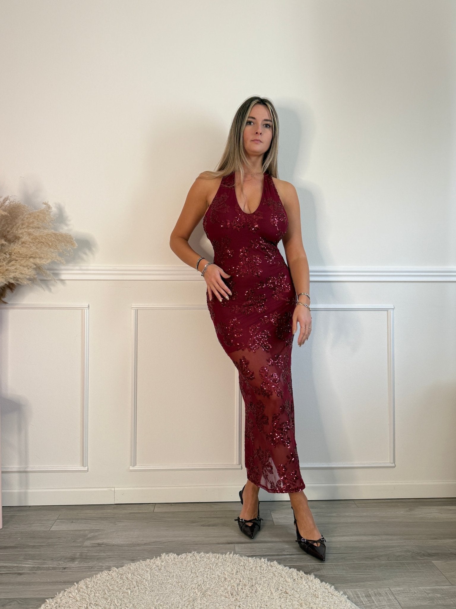 Vestito lungo velato con paillettes EDEN - Follie by Alice