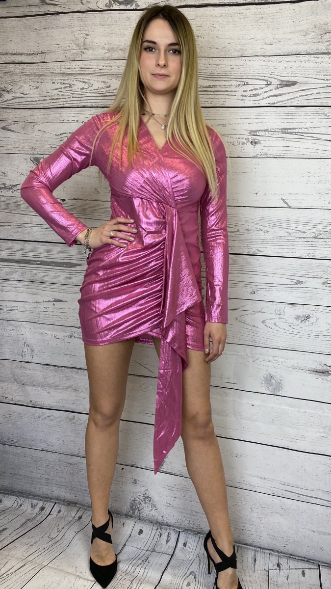 Vestitino fucsia metallizzato con fusciacca - Follie by Alice