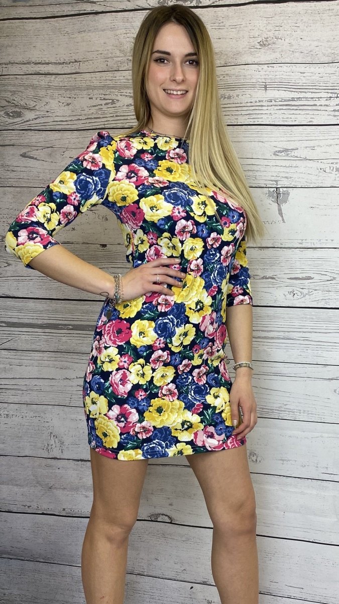Abito corto con zip e fantasia floreale - Follie by Alice