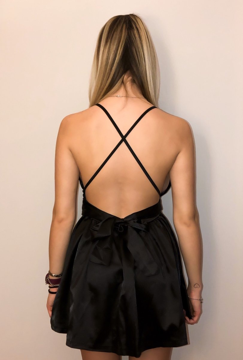 Abito corto nero Crystal – alternate