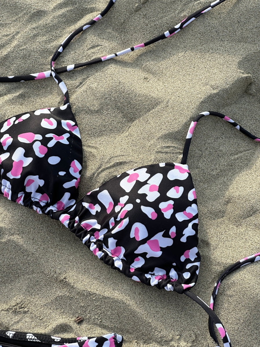 Bikini Top a triangolo nero maculato – alternate