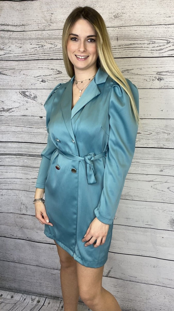 Trench turchese con bottoni argento - Follie by Alice