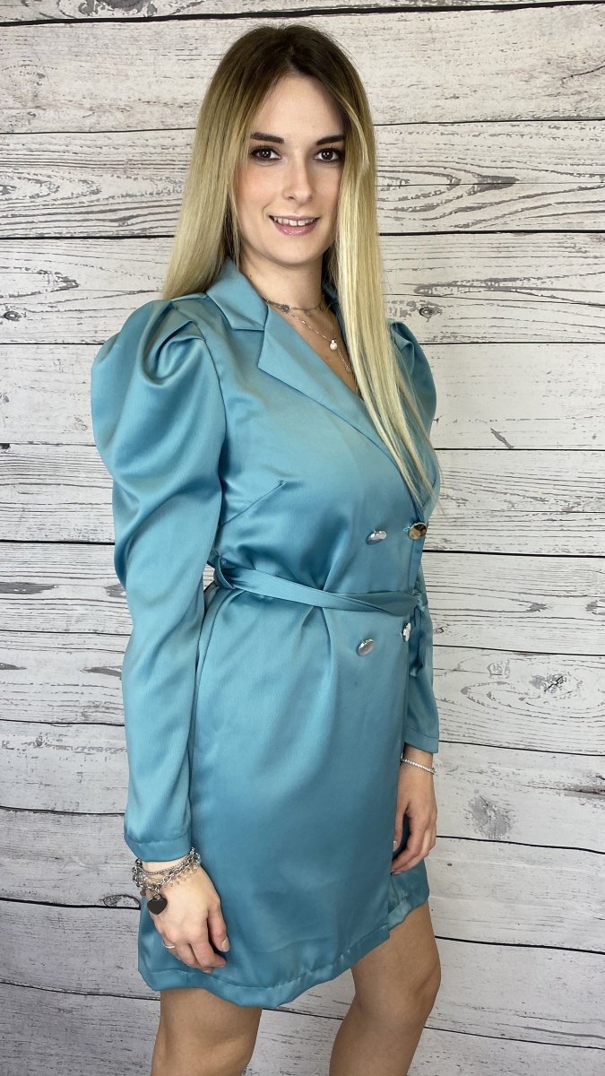 Trench turchese con bottoni argento - Follie by Alice