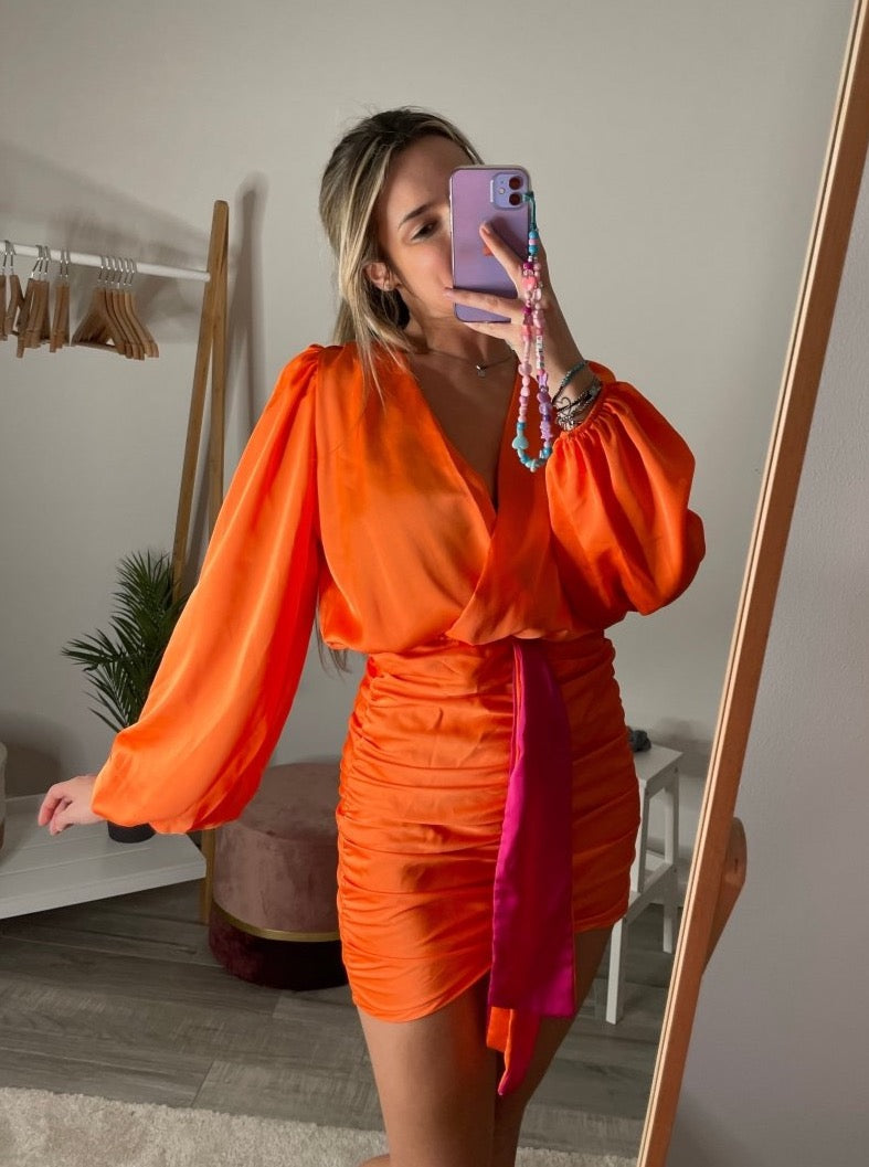 Body arancione con fiocchetto