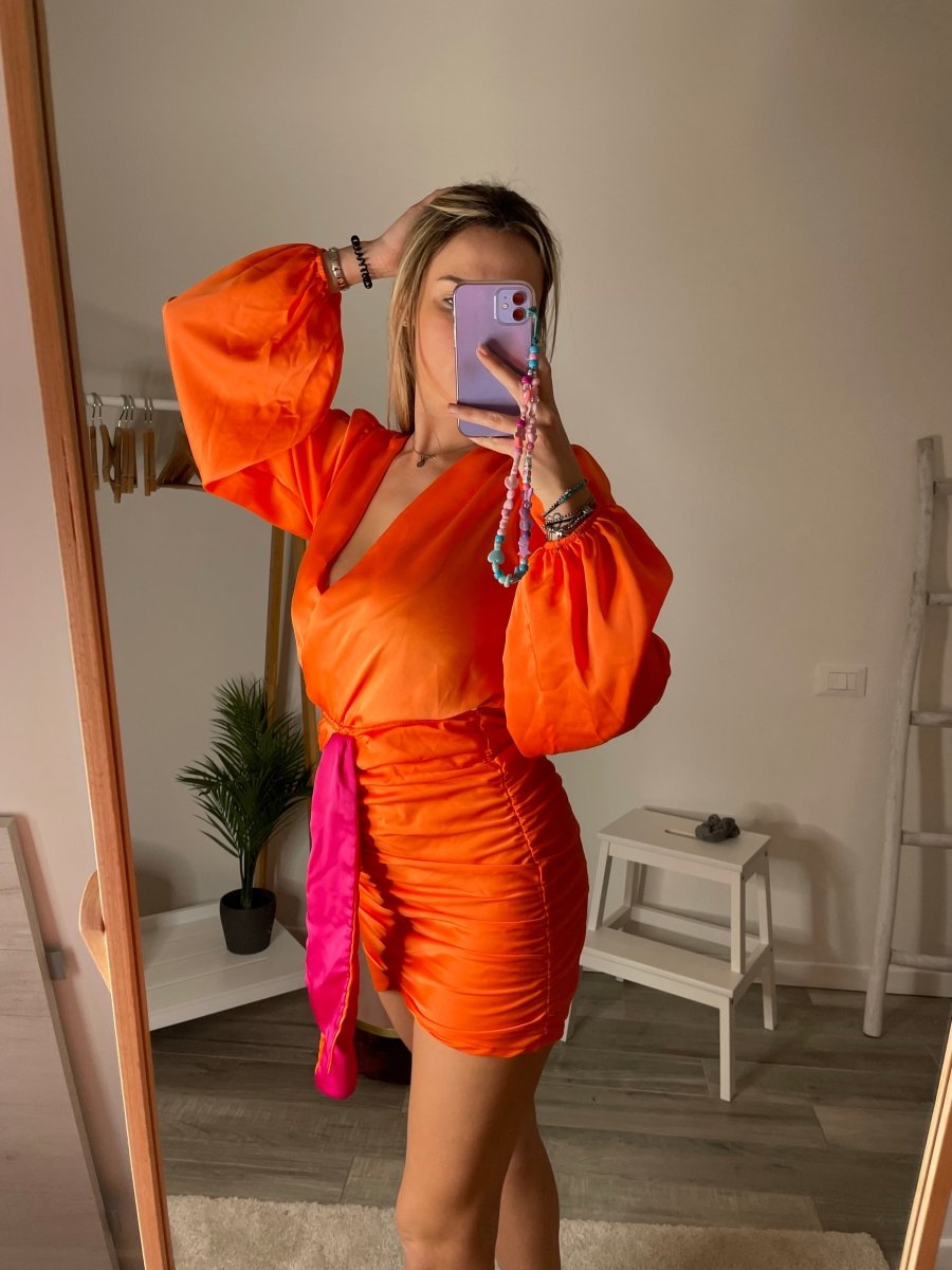 Body arancione con fiocchetto - Follie by Alice Immagine secondaria del prodotto