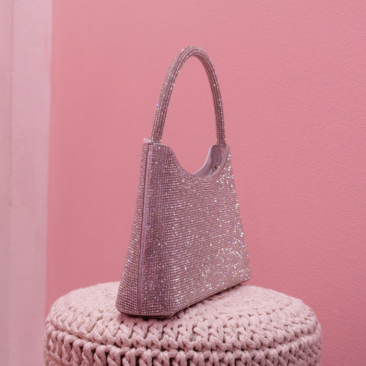 Borsa a mano con strass gioiello argento