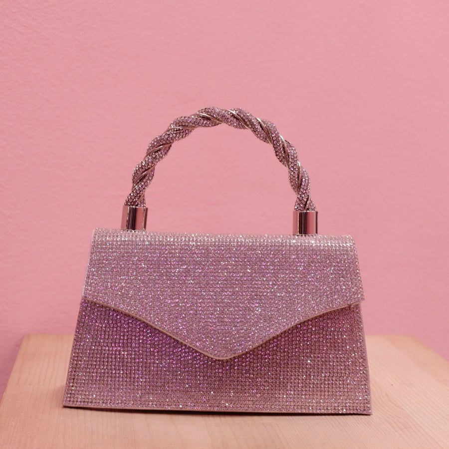 Borsa a mano con strass gioiello argento