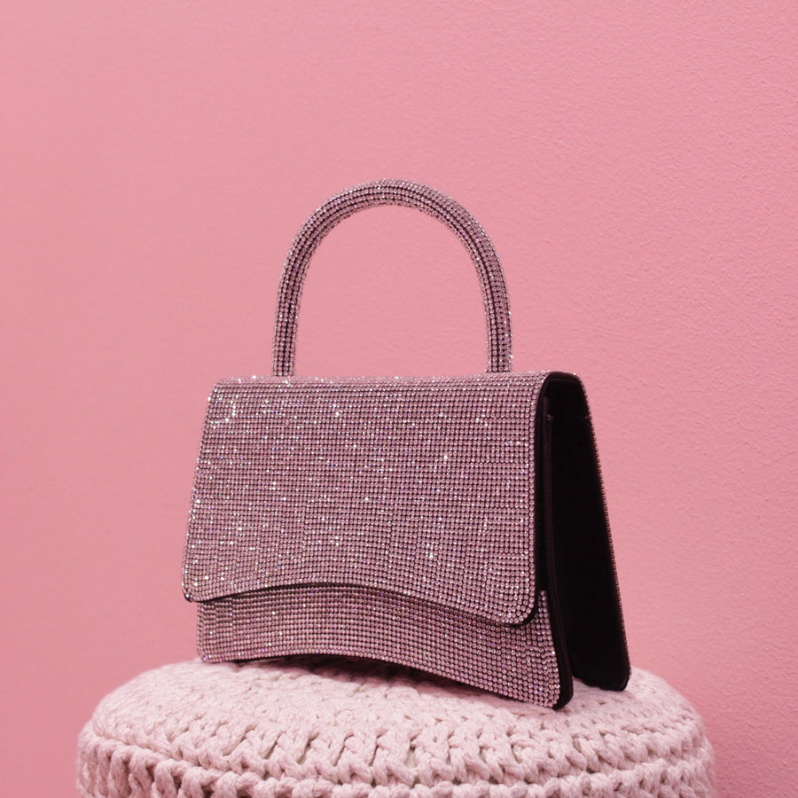Borsa a mano con strass gioiello argento