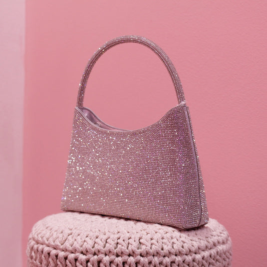 Borsa a mano con strass gioiello argento