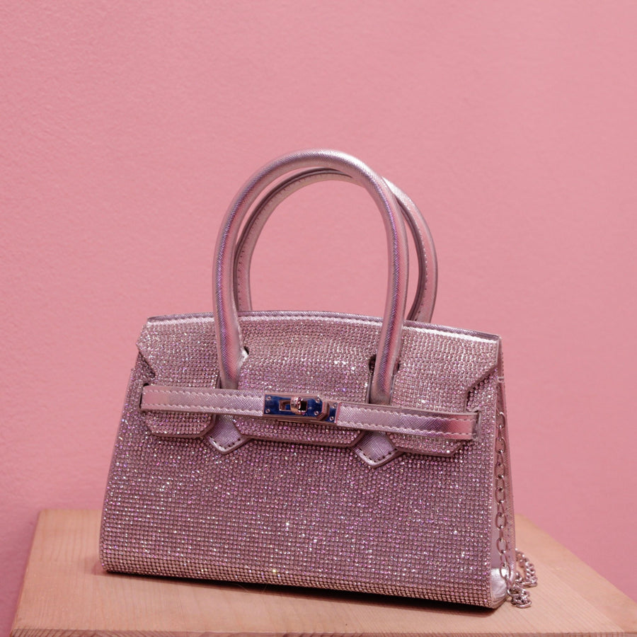 Borsa a mano con strass gioiello argento – alternate