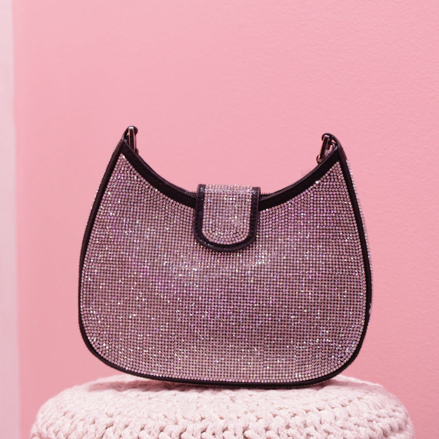 Borsa a tracolla con strass gioiello argento – alternate