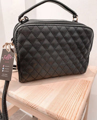 Borsa a tracolla nera effetto trapuntato - Follie by Alice