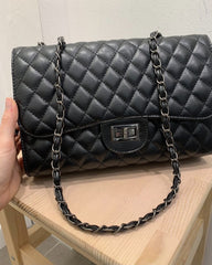 Borsa a tracolla nera trapuntata con tracolla a catena - Follie by Alice