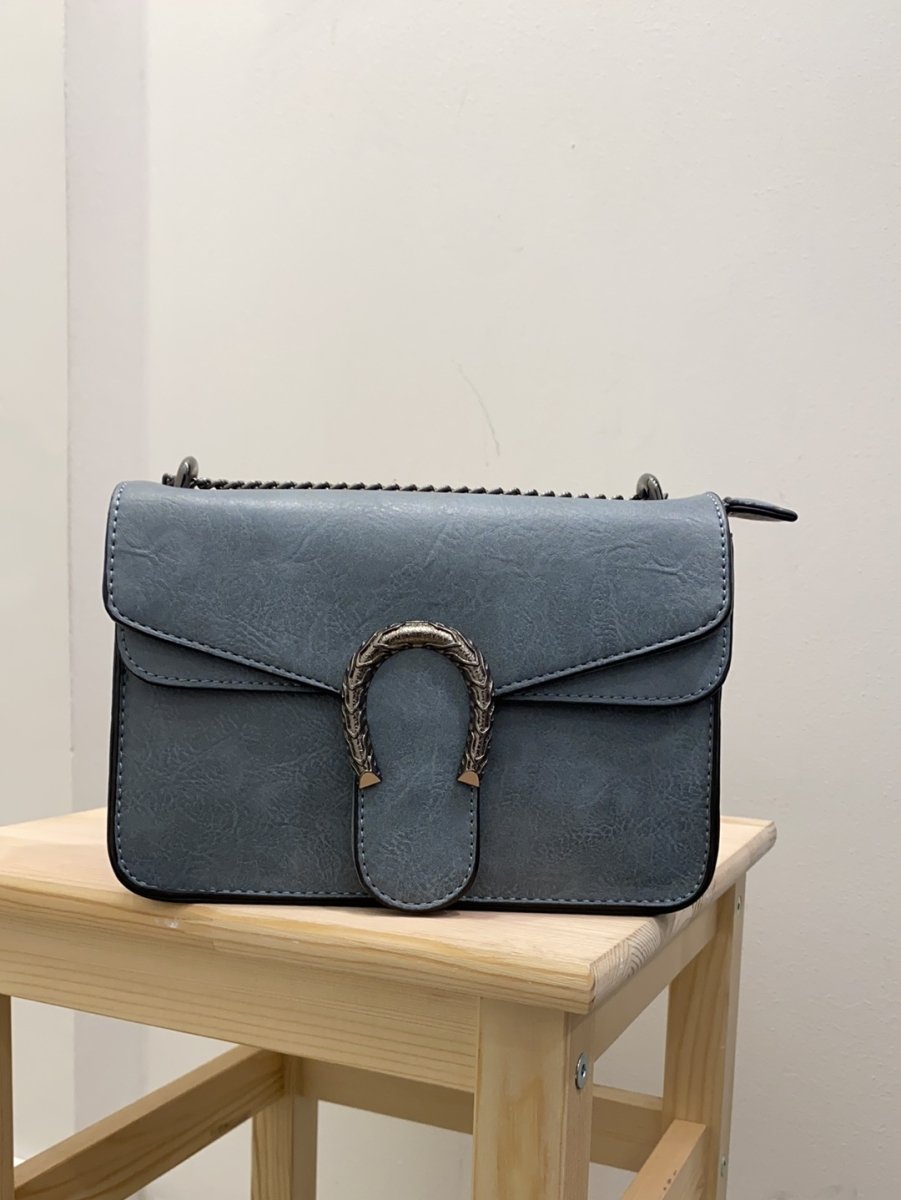 Borsa azzurra con dettaglio argento a ferro di cavallo - Follie by Alice