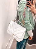 Borsa bianca morbida con borchie oro a piramide - Follie by Alice
