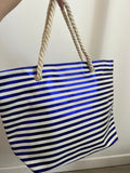 Borsa mare a righe blu con manici in corda - Follie by Alice